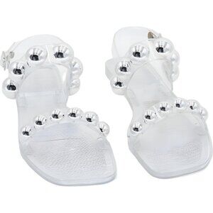 Jeffrey Campbell Gum-Drop Jelly Sandals Clear Beaded Strappy Women's US 8